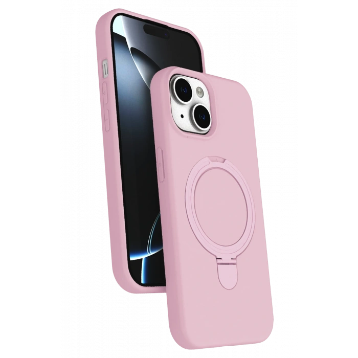 HarmonyAura Apple iPhone 14 Regal Magsafe Standlı Kapak - Açık Pembe