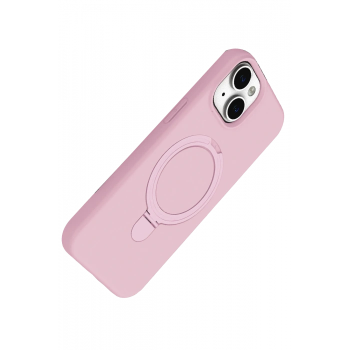 HarmonyAura Apple iPhone 14 Regal Magsafe Standlı Kapak - Açık Pembe
