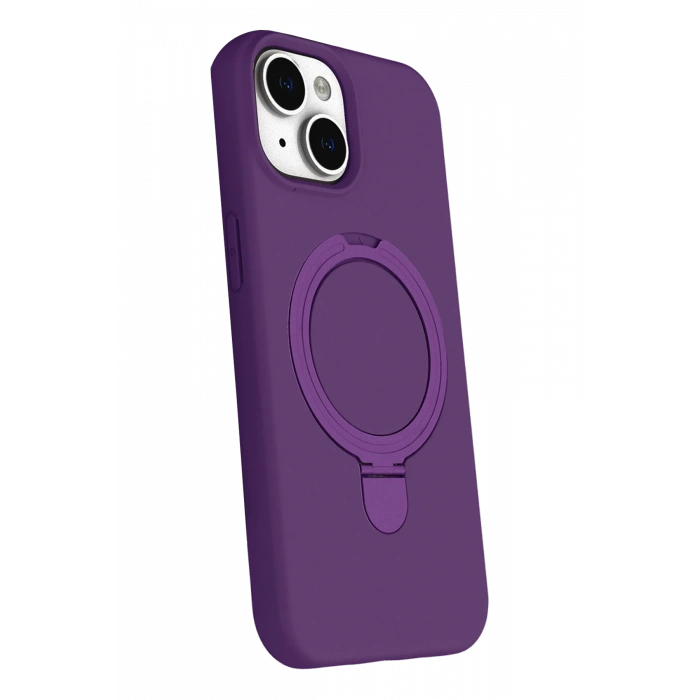 HarmonyAura Apple iPhone 14 Regal Magsafe Standlı Kapak - Derin Mor