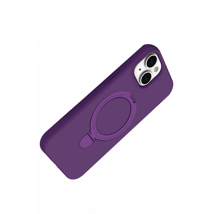 HarmonyAura Apple iPhone 14 Regal Magsafe Standlı Kapak - Derin Mor