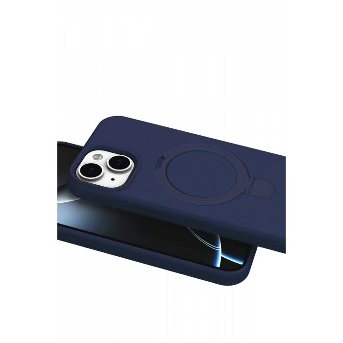 HarmonyAura Apple iPhone 14 Regal Magsafe Standlı Kapak - Lacivert