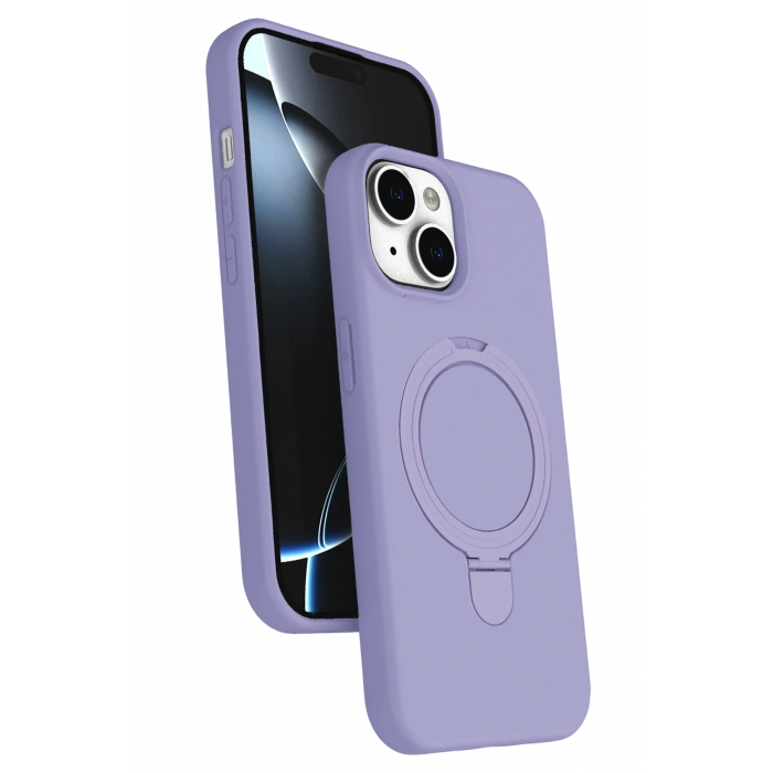 HarmonyAura Apple iPhone 14 Regal Magsafe Standlı Kapak - Lila
