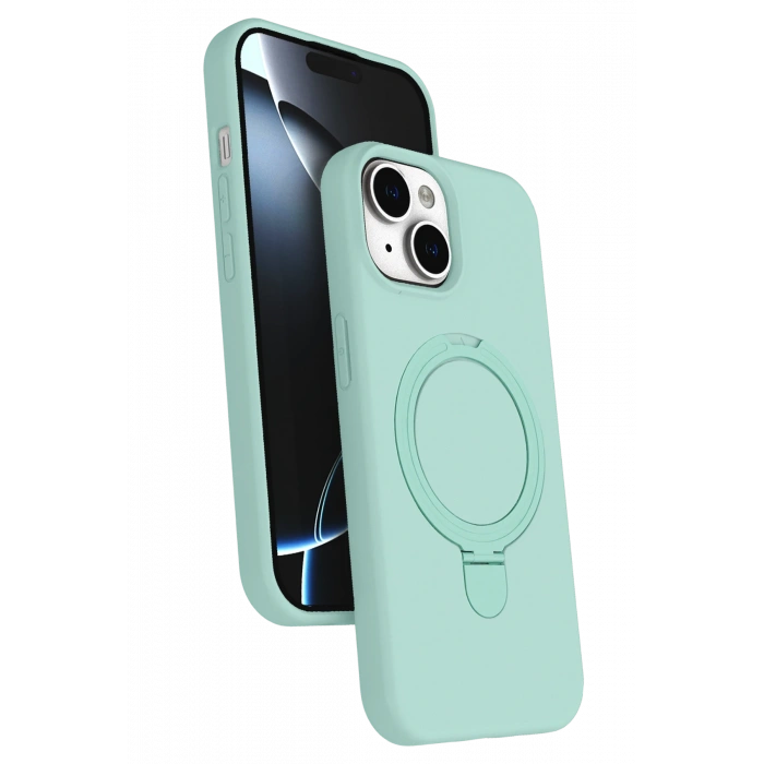 HarmonyAura Apple iPhone 14 Regal Magsafe Standlı Kapak - Su Yeşili