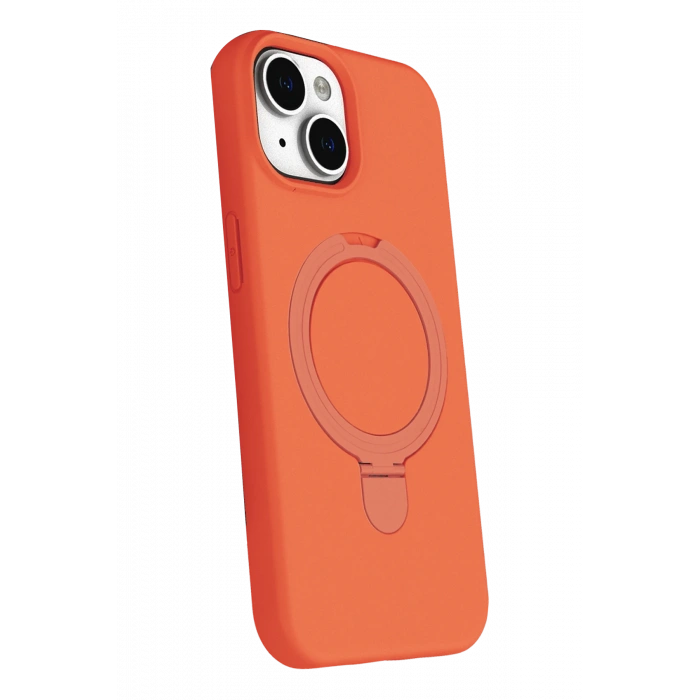 HarmonyAura Apple iPhone 14 Regal Magsafe Standlı Kapak - Turuncu