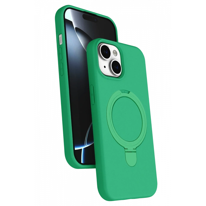 HarmonyAura Apple iPhone 14 Regal Magsafe Standlı Kapak - Yeşil
