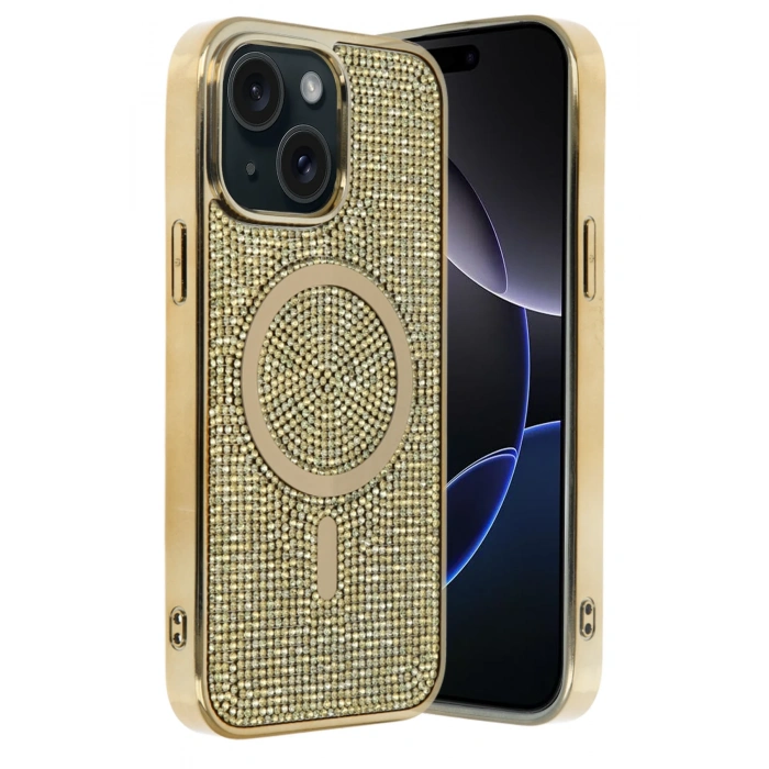 HarmonyAura Apple iPhone 15 Helen Magsafe Kapak - Gold