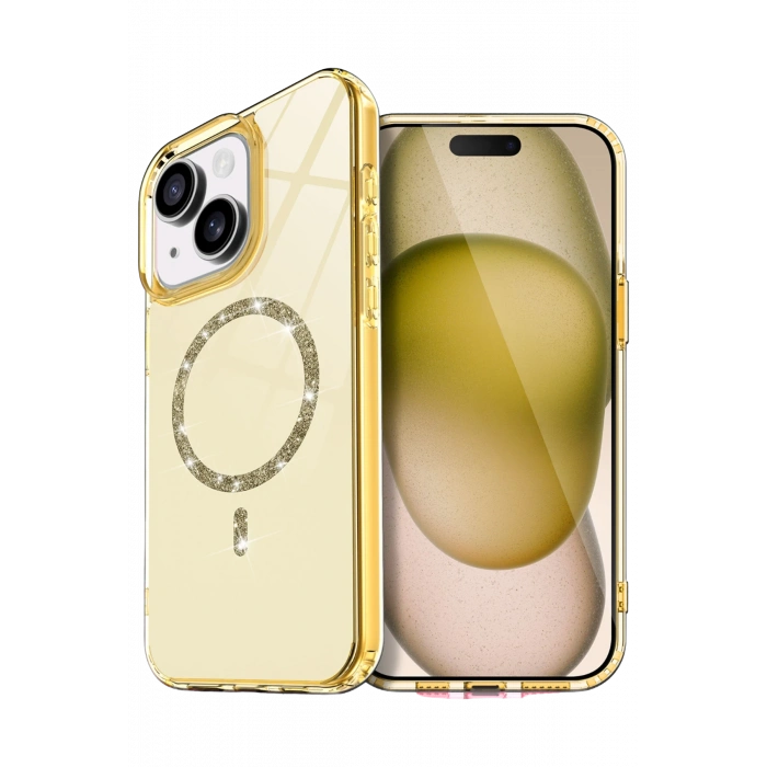 HarmonyAura Apple iPhone 15 Live Diamond Magsafe Kapak - Sarı