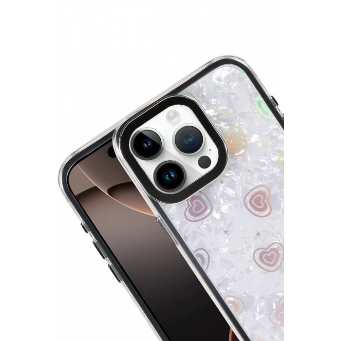 HarmonyAura Apple iPhone 15 Lumi Desenli Kapak - Siyah