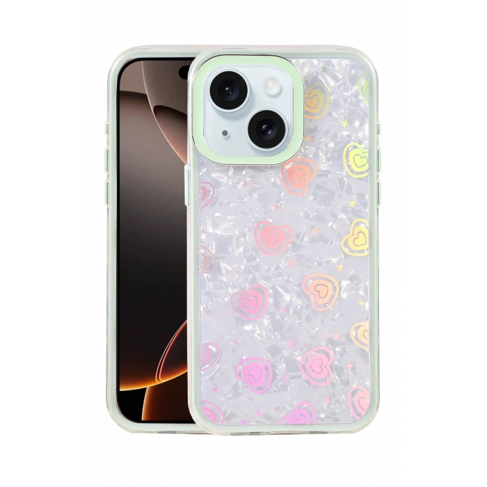 HarmonyAura Apple iPhone 15 Lumi Desenli Kapak - Yeşil