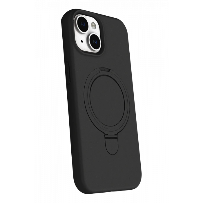 HarmonyAura Apple iPhone 15 Plus Regal Magsafe Standlı Kapak - Siyah