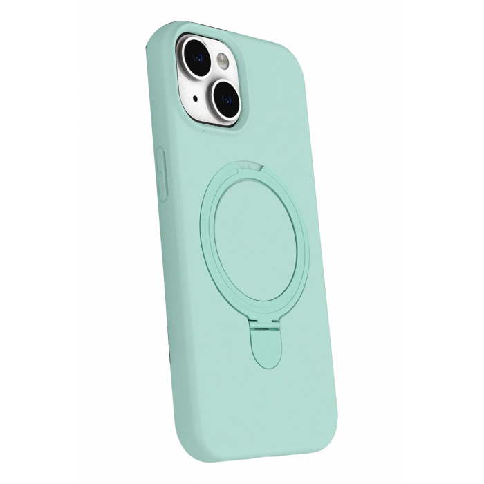 HarmonyAura Apple iPhone 15 Plus Regal Magsafe Standlı Kapak - Su Yeşili