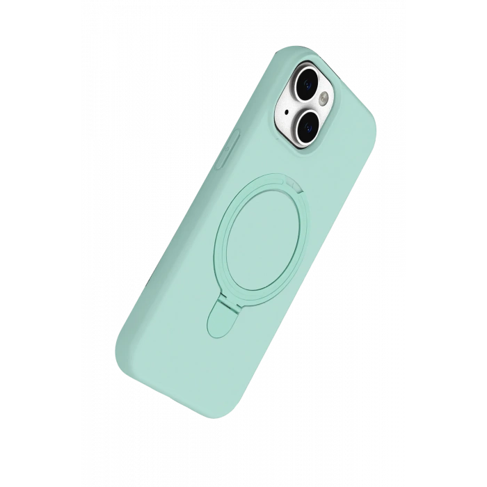 HarmonyAura Apple iPhone 15 Plus Regal Magsafe Standlı Kapak - Su Yeşili