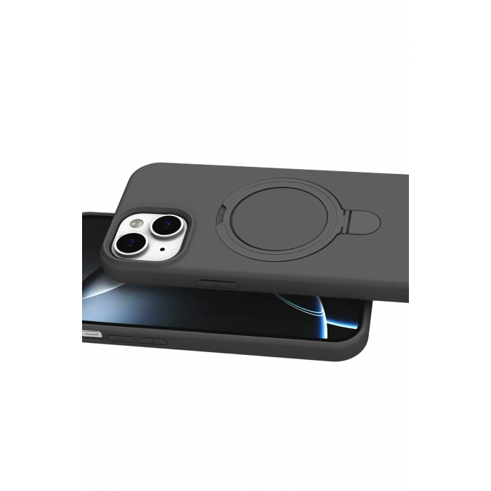 HarmonyAura Apple iPhone 15 Plus Regal Magsafe Standlı Kapak - Titan Gri