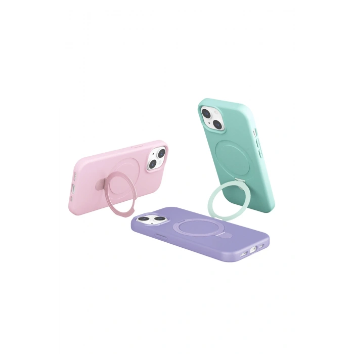 HarmonyAura Apple iPhone 15 Plus Regal Magsafe Standlı Kapak - Turuncu