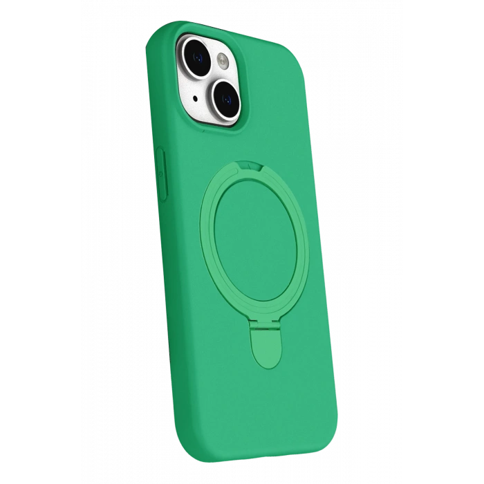 HarmonyAura Apple iPhone 15 Plus Regal Magsafe Standlı Kapak - Yeşil
