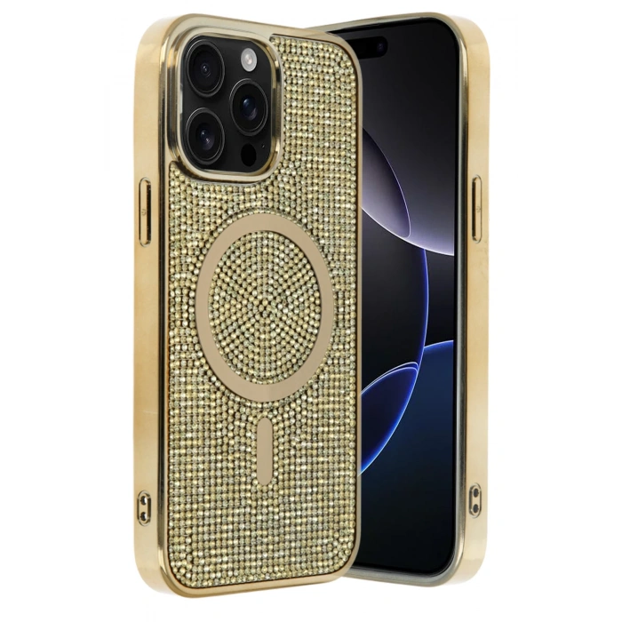 HarmonyAura Apple iPhone 15 Pro Helen Magsafe Kapak - Gold