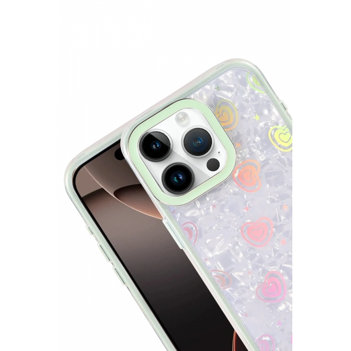 HarmonyAura Apple iPhone 15 Pro Max Lumi Desenli Kapak - Yeşil