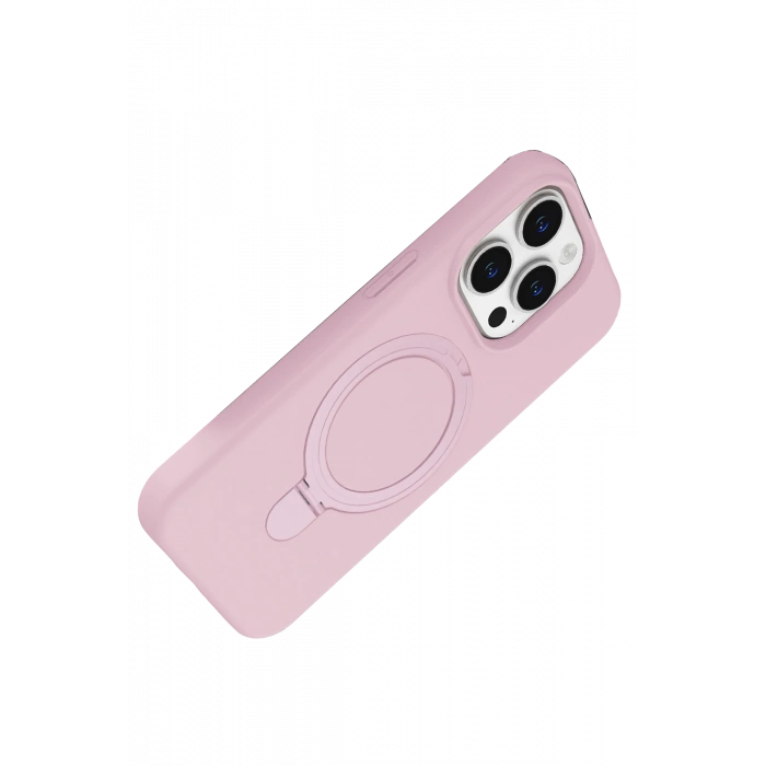 HarmonyAura Apple iPhone 15 Pro Max Regal Magsafe Standlı Kapak - Açık Pembe