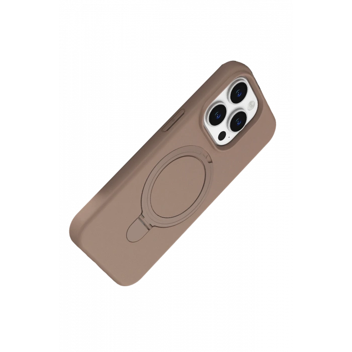 HarmonyAura Apple iPhone 15 Pro Max Regal Magsafe Standlı Kapak - Çöl Titanyum