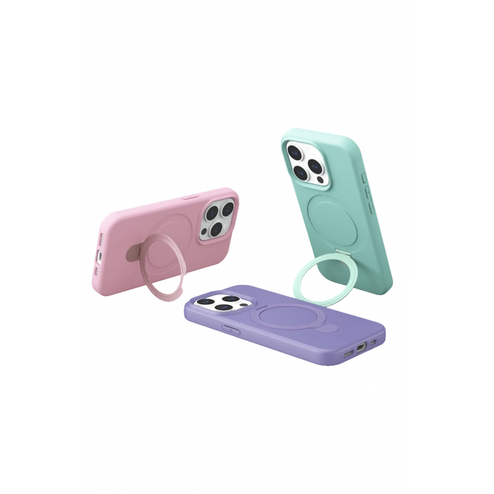 HarmonyAura Apple iPhone 15 Pro Max Regal Magsafe Standlı Kapak - Derin Mor