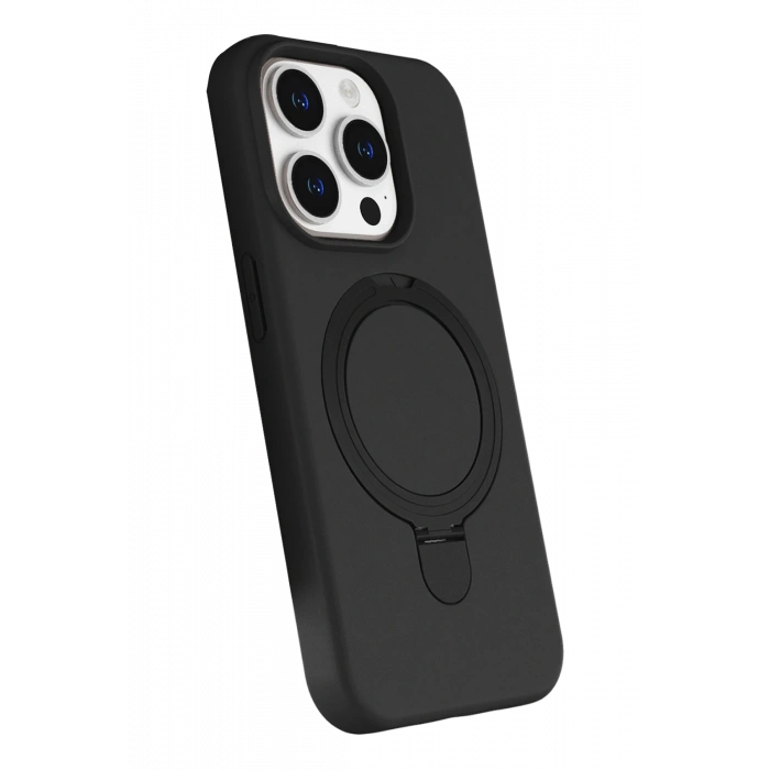 HarmonyAura Apple iPhone 15 Pro Max Regal Magsafe Standlı Kapak - Siyah