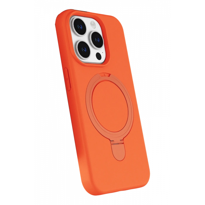 HarmonyAura Apple iPhone 15 Pro Max Regal Magsafe Standlı Kapak - Turuncu