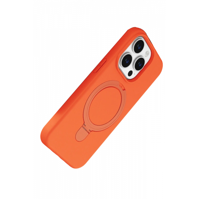 HarmonyAura Apple iPhone 15 Pro Max Regal Magsafe Standlı Kapak - Turuncu