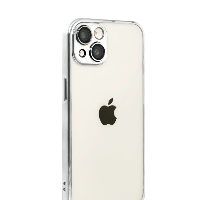 HarmonyAura Apple iPhone 15 Razer Lensli Silikon - Gümüş