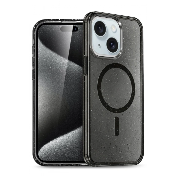 HarmonyAura Apple iPhone 15 Star Magsafe Kapak - Siyah