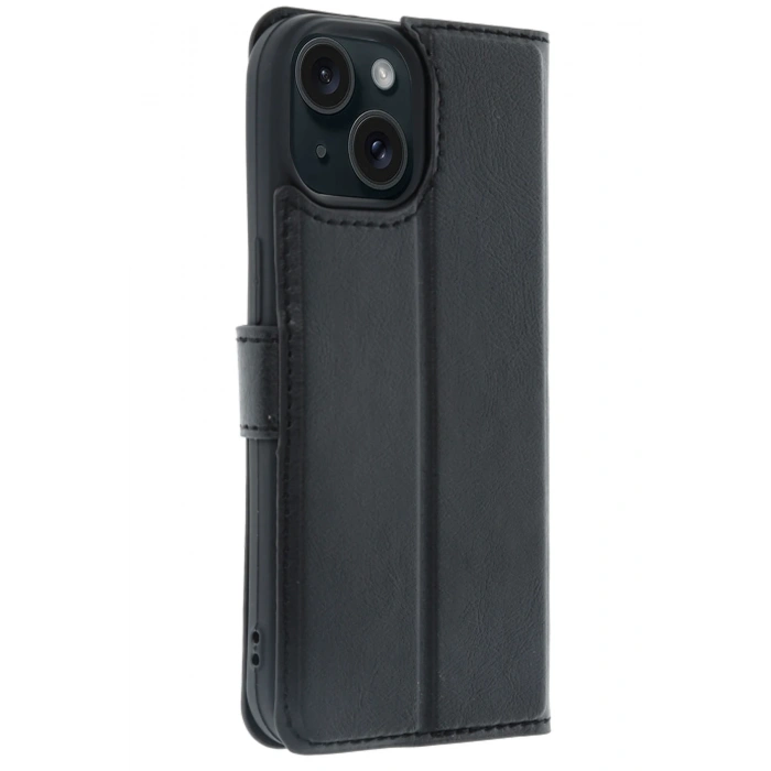 HarmonyAura Apple iPhone 15 Trend S Plus Kapaklı Kılıf - Siyah