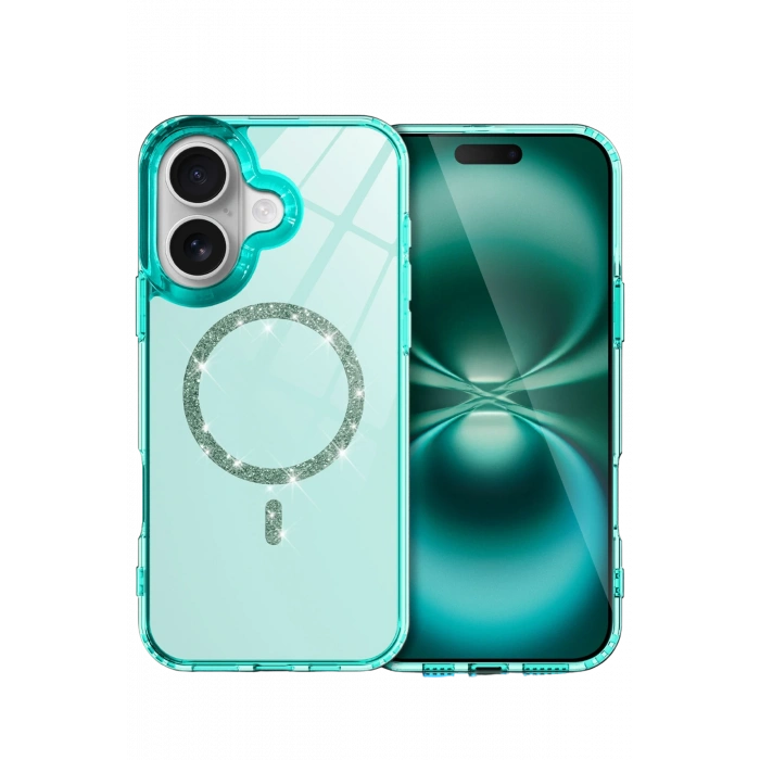 HarmonyAura Apple iPhone 16 Live Diamond Magsafe Kapak - Yeşil