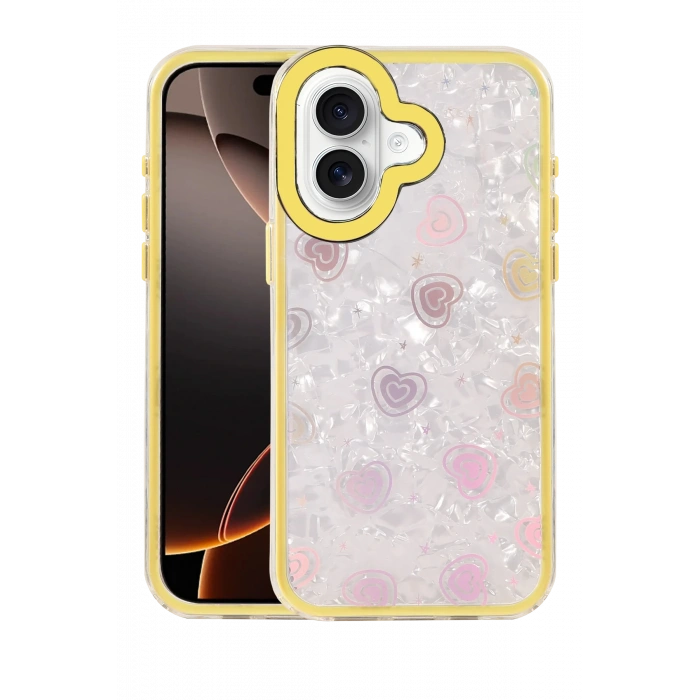HarmonyAura Apple iPhone 16 Lumi Desenli Kapak - Sarı
