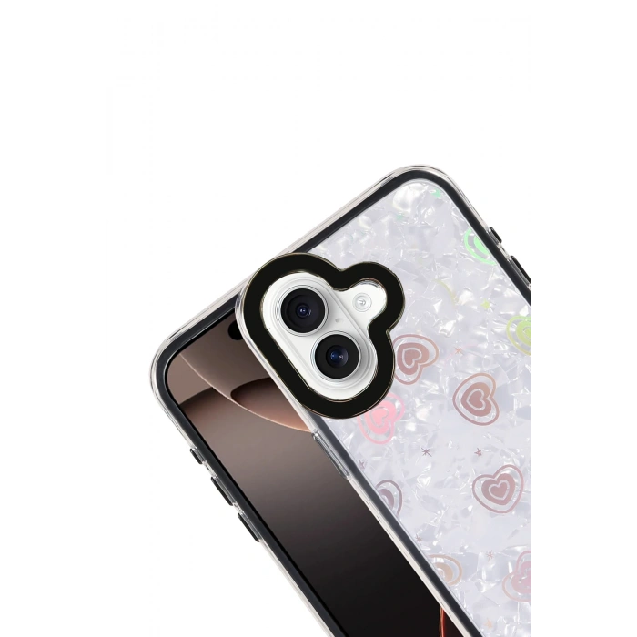 HarmonyAura Apple iPhone 16 Lumi Desenli Kapak - Siyah