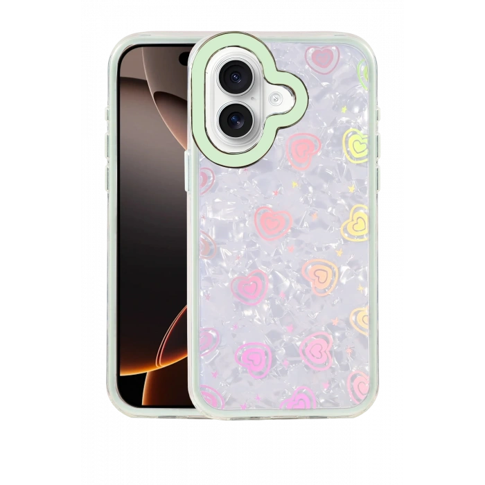 HarmonyAura Apple iPhone 16 Lumi Desenli Kapak - Yeşil