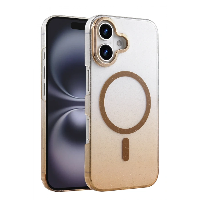 HarmonyAura Apple iPhone 16 Plus Glossy Magsafe Kapak - Çöl Titanyum