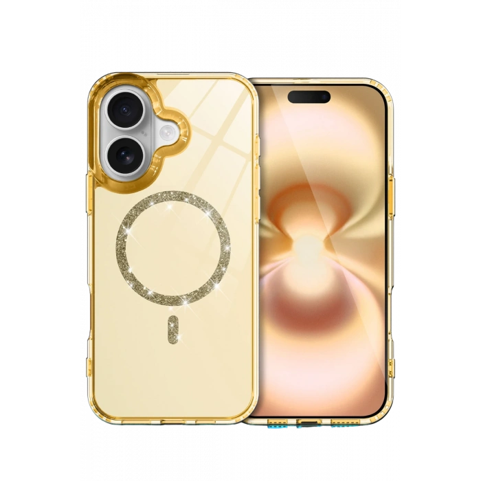HarmonyAura Apple iPhone 16 Plus Live Diamond Magsafe Kapak - Sarı