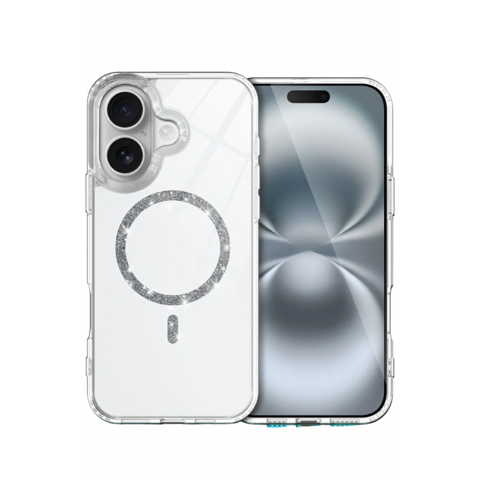 HarmonyAura Apple iPhone 16 Plus Live Diamond Magsafe Kapak - Şeffaf