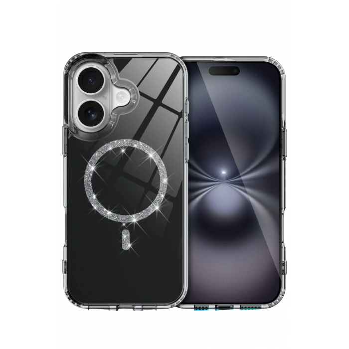HarmonyAura Apple iPhone 16 Plus Live Diamond Magsafe Kapak - Siyah