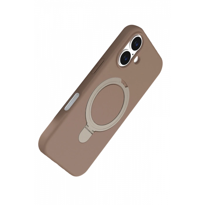 HarmonyAura Apple iPhone 16 Plus Regal Magsafe Standlı Kapak - Çöl Titanyum