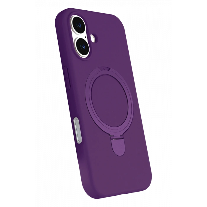 HarmonyAura Apple iPhone 16 Plus Regal Magsafe Standlı Kapak - Derin Mor