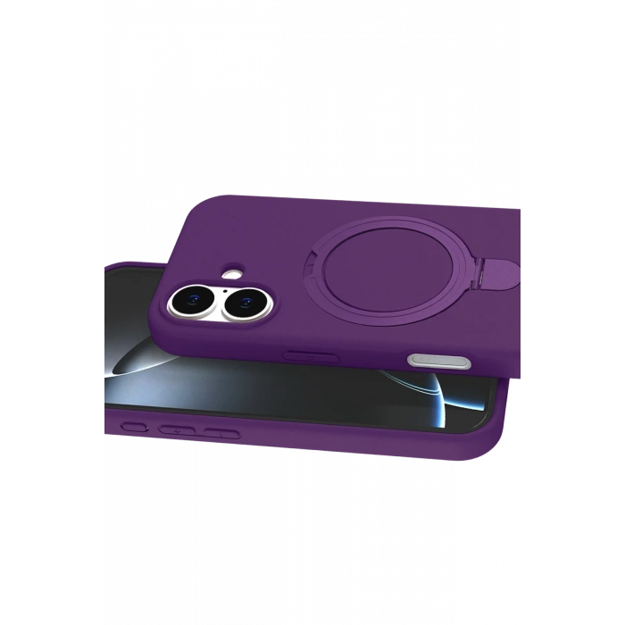 HarmonyAura Apple iPhone 16 Plus Regal Magsafe Standlı Kapak - Derin Mor