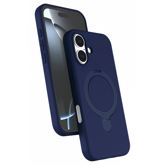 HarmonyAura Apple iPhone 16 Plus Regal Magsafe Standlı Kapak - Lacivert