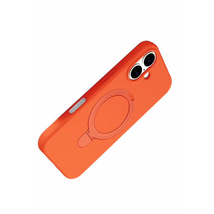 HarmonyAura Apple iPhone 16 Plus Regal Magsafe Standlı Kapak - Turuncu