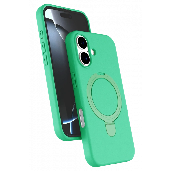 HarmonyAura Apple iPhone 16 Plus Regal Magsafe Standlı Kapak - Yeşil