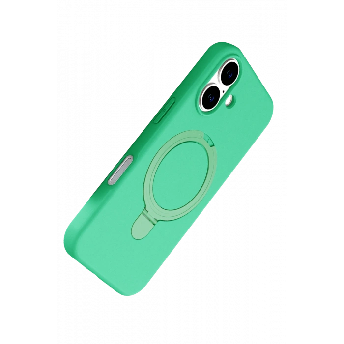 HarmonyAura Apple iPhone 16 Plus Regal Magsafe Standlı Kapak - Yeşil