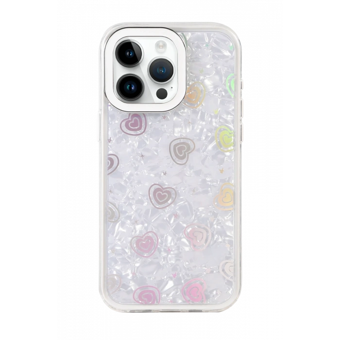 HarmonyAura Apple iPhone 16 Pro Lumi Desenli Kapak - Beyaz