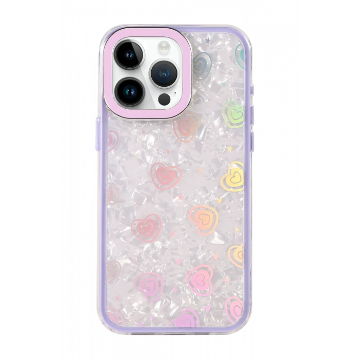 HarmonyAura Apple iPhone 16 Pro Lumi Desenli Kapak - Mor