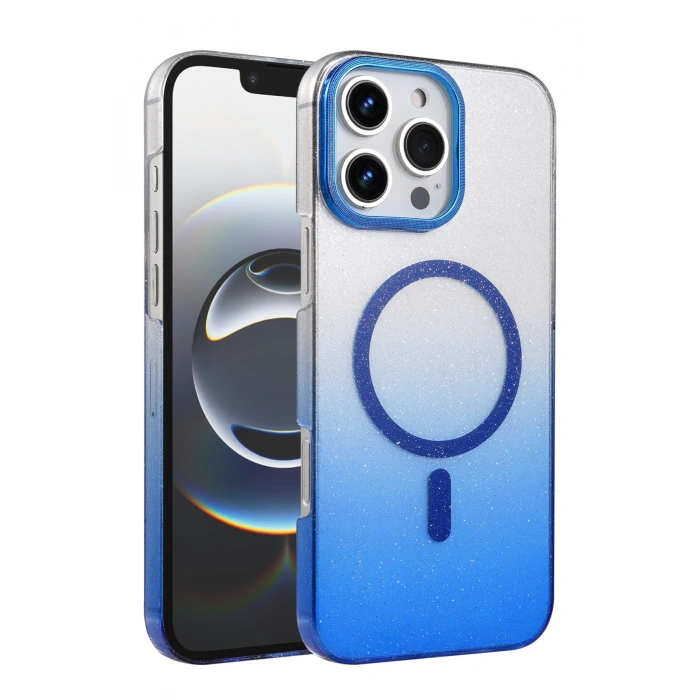 HarmonyAura Apple iPhone 16 Pro Max Glossy Magsafe Kapak - Mavi