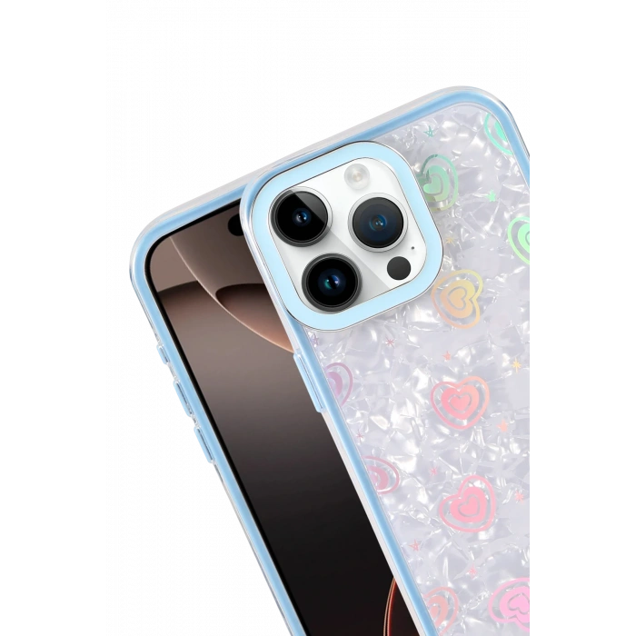 HarmonyAura Apple iPhone 16 Pro Max Lumi Desenli Kapak - Mavi