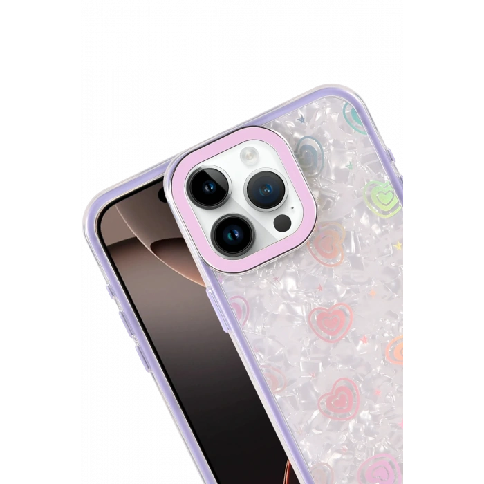 HarmonyAura Apple iPhone 16 Pro Max Lumi Desenli Kapak - Mor